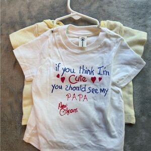 White Graphic Tee with Red and Blue Text